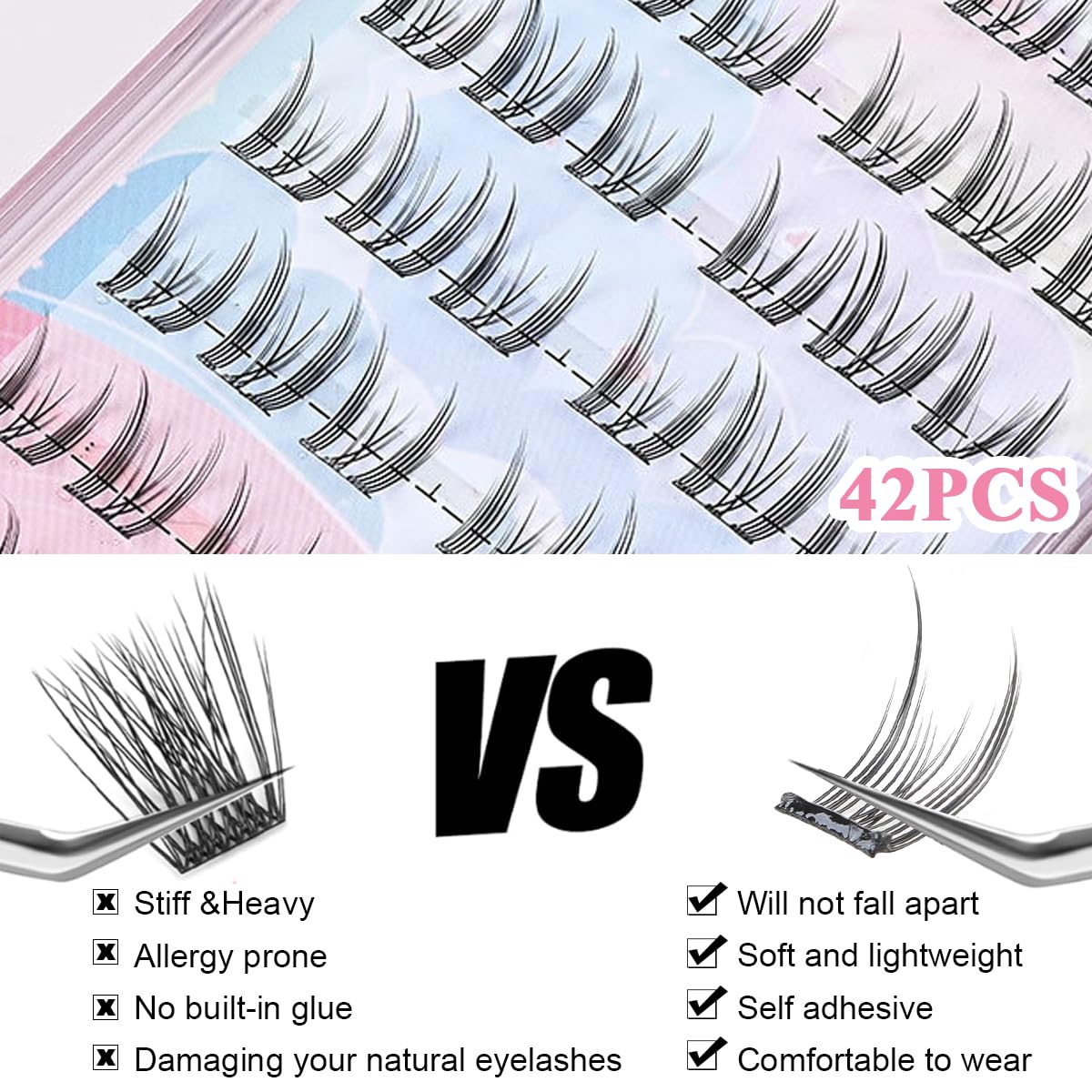 MAYCREATE False Eyelashes, Lash Extensions Natural Pre-glued Cluster Lashes D Curl Individual Lash Extensions Anime Lashes for DIY Eyelash Extension MAYCREATE False Eyelashes, Lash Extensions Natural Pre-glued Cluster Lashes D Curl Individual Lash Extensions Anime Lashes for DIY Eyelash Extension